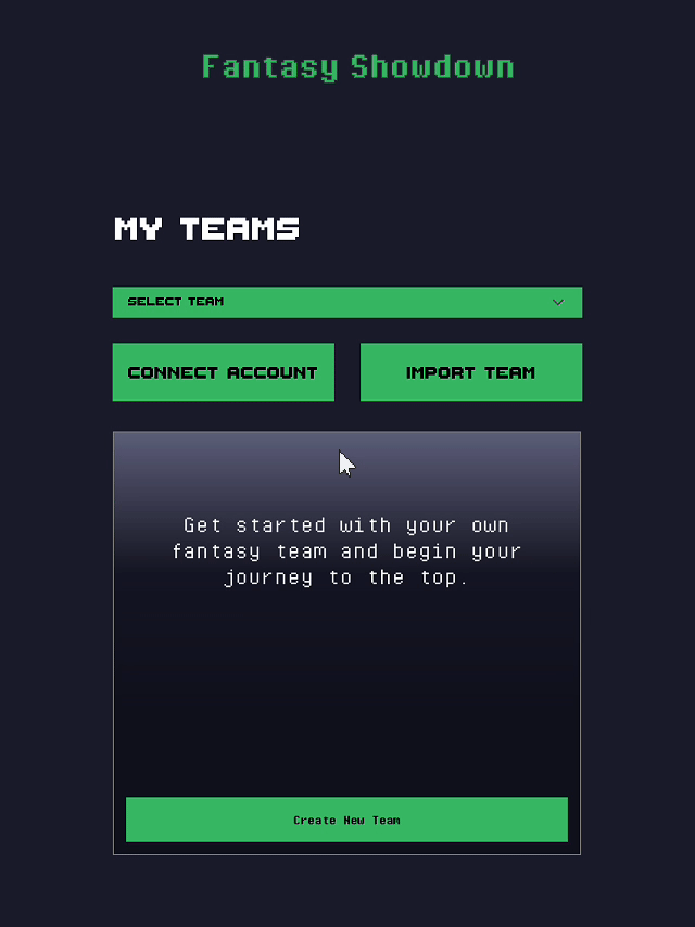 Import or Create Team Interface